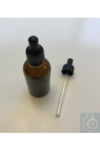 Dropping bottle in brown glass 100 ml, complete with glass pipette (eye dropper) and rubber bulb,...